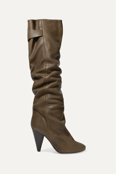 khaki green knee high boots