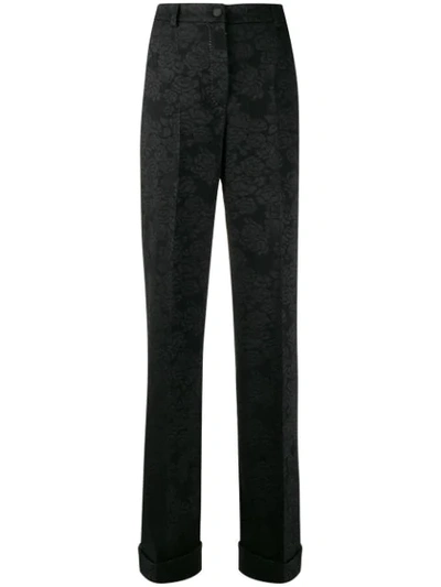 Dolce & Gabbana High Waisted Jacquard Trousers In Black