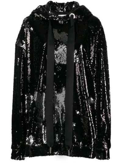 Marques' Almeida Oversized Sequin-embellished Hoodie In Black - Silver