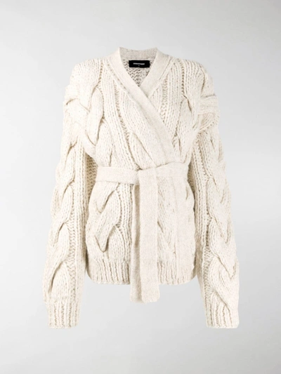 Dsquared2 Chunky Cable Knit Cardigan In White