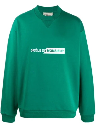 Drôle De Monsieur Logo Print Sweatshirt In Green