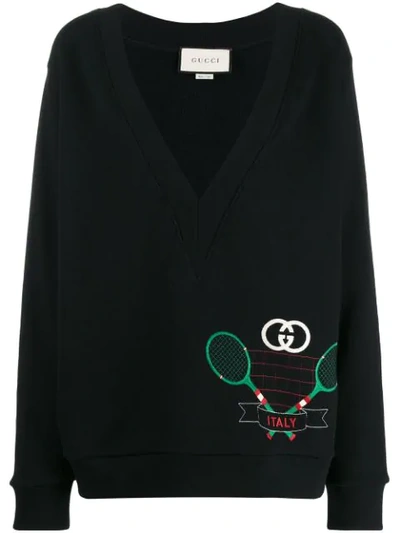 Gucci Tennis Motif Sweatshirt In Black