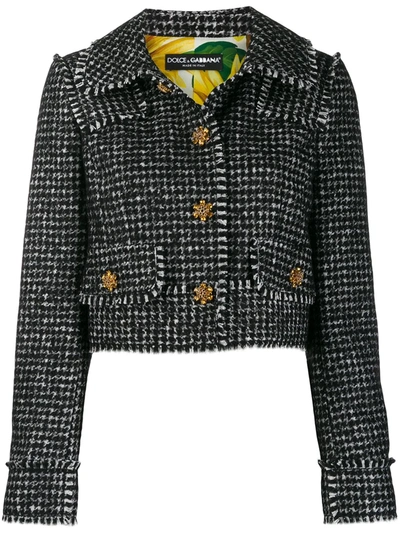 Dolce & Gabbana Spencer Houndstooth Blazer In Black