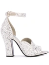 Prada Stud Embellished Sandals In Silver ,white