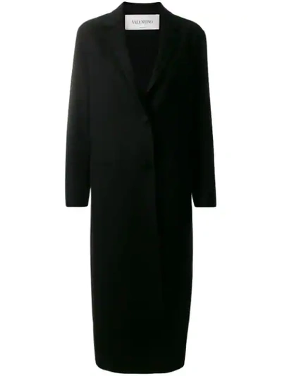 Valentino Long Single-breasted Coat In Black
