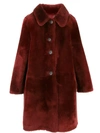 Desa 1972 Sheepskin Knee Length Coat In Merinillo Sth Opac Silky Red