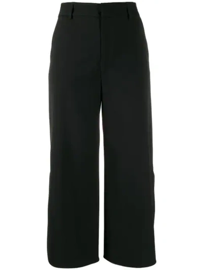 Red Valentino Straight Cropped Trousers In Black