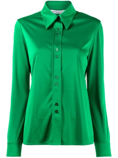 Givenchy Textured Pointed Collar Shirt In Green