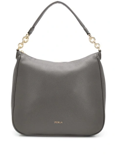 Furla Cometa Large Shoulder Bag In Grey