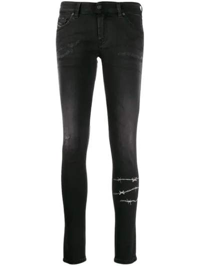 Diesel Barbed Wire Skinny Jeans In Black