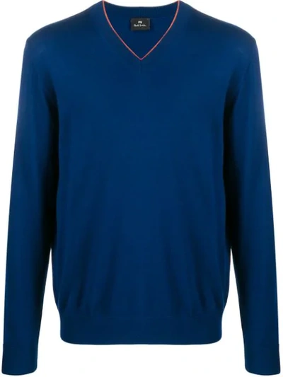 Ps By Paul Smith V-neck Pullover In Blue