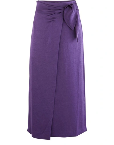 Nanushka Amas Satin Wrap Skirt In Purple