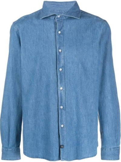 Fay Colour Block Shirt In Blue