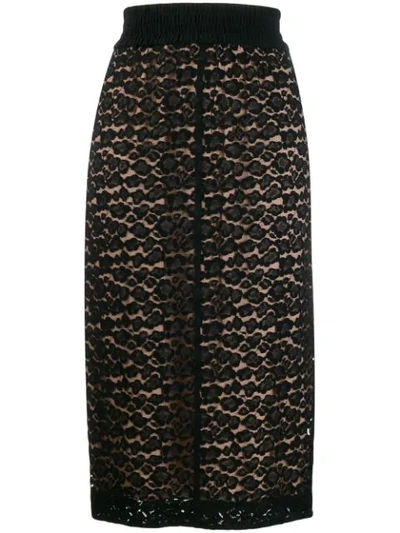 N°21 Lace Pencil Skirt In Black