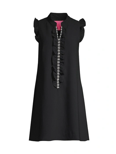 Lilly Pulitzer Adalee Embellished V-neck Shift Dress In Black