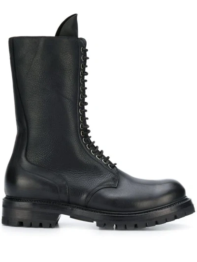Rick Owens Zipped Army Boots In Black