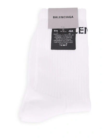 Balenciaga White Socks In Bianco/nero