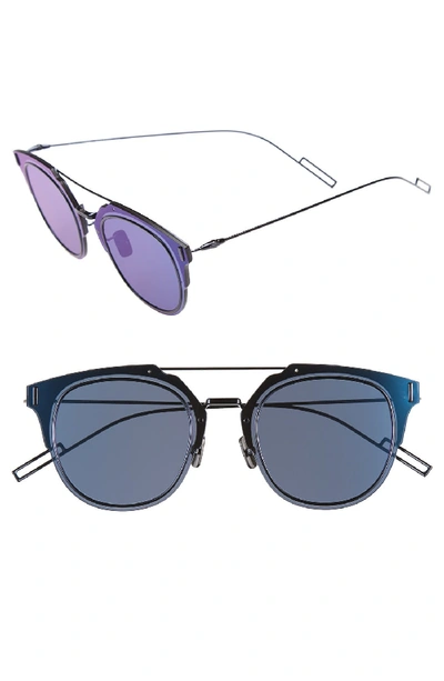 Dior Composit 1.0 Round Sunglasses, 62mm In Shiny Blue Ruthenium/ Blue