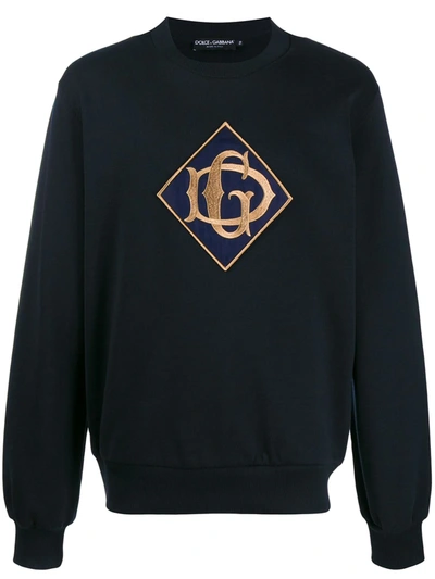 Dolce & Gabbana Cotton Sweatshirt With Dg Logo In Blue