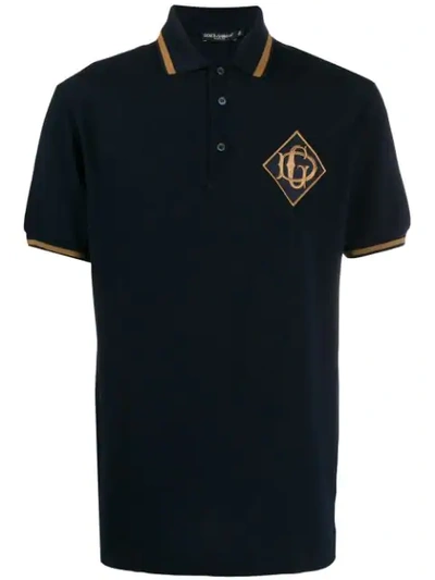 Dolce & Gabbana Cotton Polo-shirt With Dg Logo In Blue