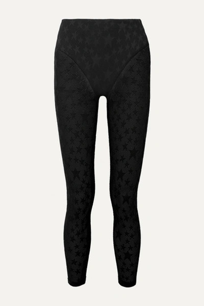 Adam Selman Sport Perforated Sheer Star Leggings In Black