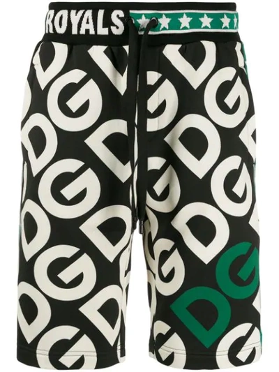 Dolce & Gabbana Cotton Jogging Shorts With Dg Logo Print In Multicolour
