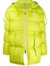 Acne Studios Oversized Hooded Quilted Neon Shell Down Jacket In Yellow