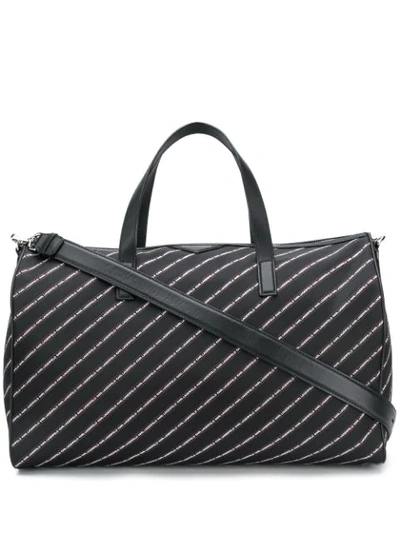 Karl Lagerfeld K/stripe Logo Nylon Weekender Bag In Black