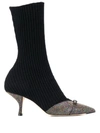 Marco De Vincenzo Ribbed Sock Boots In Black