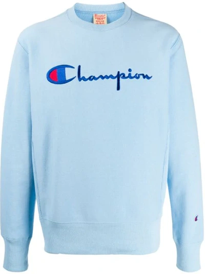 Champion Logo Embroidery Sweatshirt In Blue