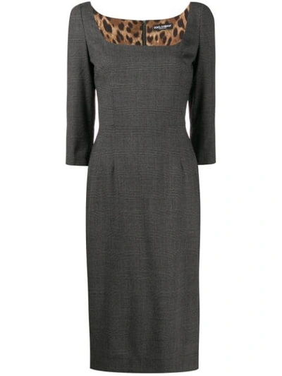 Dolce & Gabbana Fitted Work Dress In Grey