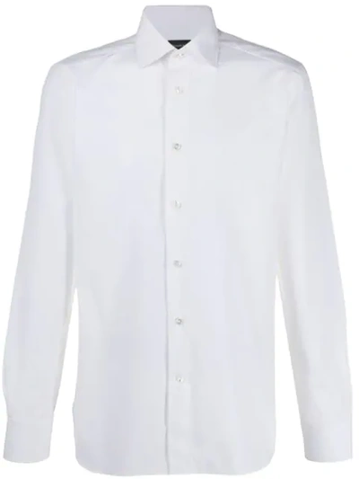 Ermenegildo Zegna Long-sleeved Buttoned Shirt In White