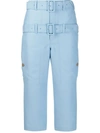 Lanvin Double Belted Cropped Trousers In Blue