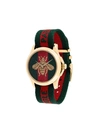 Gucci 38mm Le Marche Des Merveilles Bee Watch W/ Nylon Web Strap In Multicolor