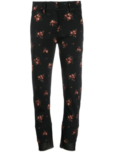 Ann Demeulemeester Floral Print Cropped Trousers In Black