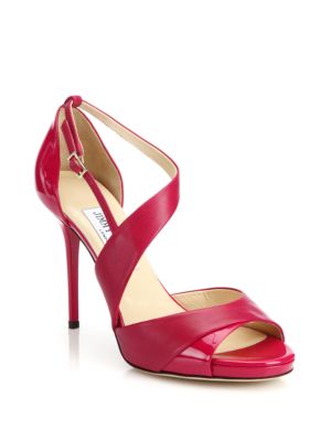 Jimmy Choo Tyne Asymmetrical Leather & Patent Leather Sandals In ...