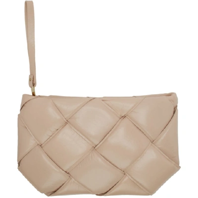 Bottega Veneta Ssense Exclusive Beige Maxi Weave Quilted Pouch In 6950 Nude