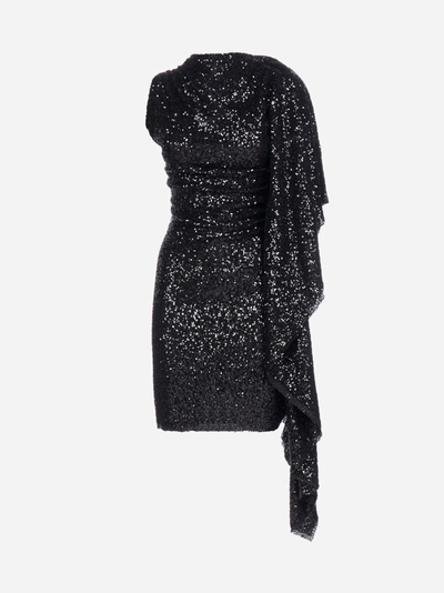 Paula Knorr Asymmetric Sequinned Mini Dress In Black