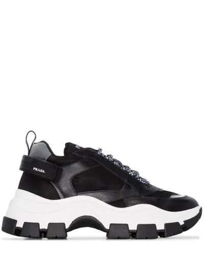 Prada Pegasus Chunky Sneakers In Black