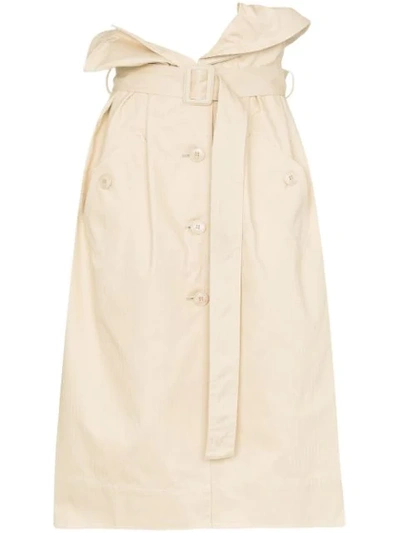 Jacquemus High Waist Denim Midi Skirt In Neutrals