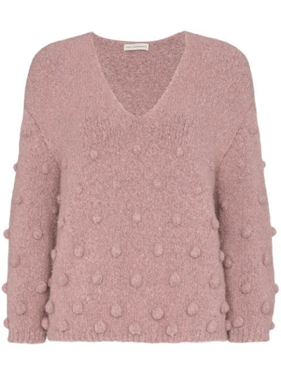 Vika Gazinskaya Bobble Detail V-neck Sweater In Purple