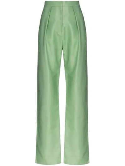 Aleksandre Akhalkatsishvili High Waist Wide Leg Trousers In Green