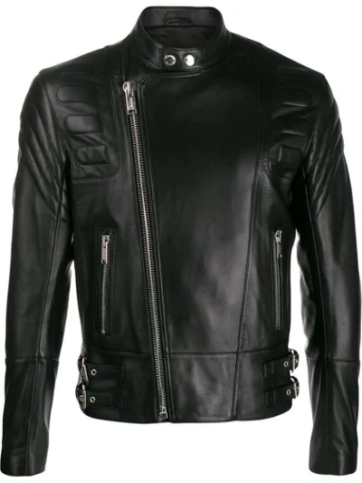 Les Hommes Off-centre Zipped Jacket In Black