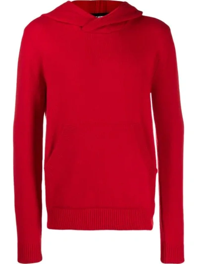 Les Hommes Fine Knit Hoodie In Red