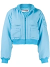 Courrèges Cropped Bomber Jacket In Blue