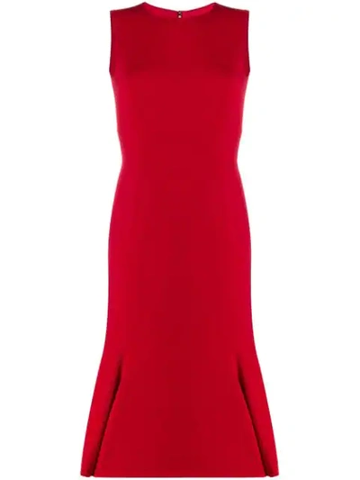 Dolce & Gabbana Pleated Hem Midi Dress In Red
