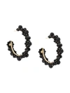 Simone Rocha Large Daisy Crystal-embellished Hoop In Black