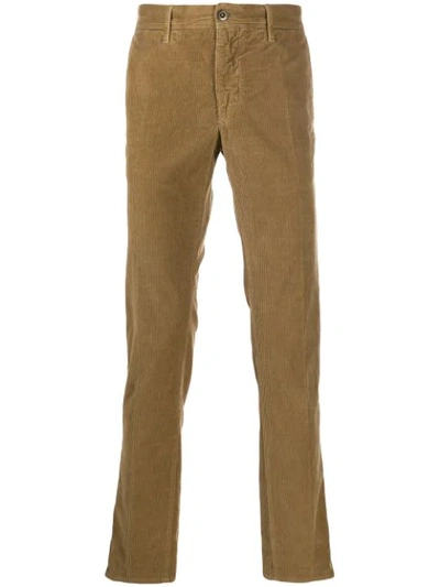 Incotex Corduroy Straight Trousers In Neutrals