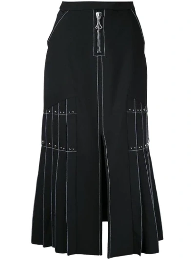 Ellery 'besson' Stud Pleated Midi Skirt In Black