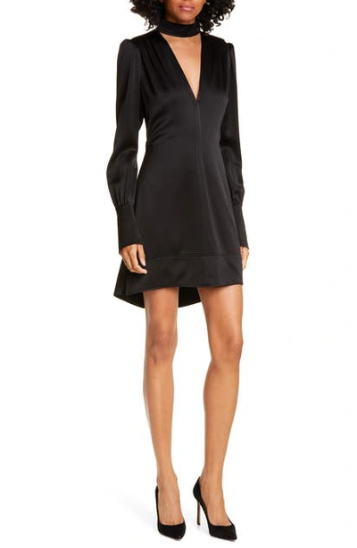 A.l.c Garrison Cutout Long Sleeve High/low Minidress In Black